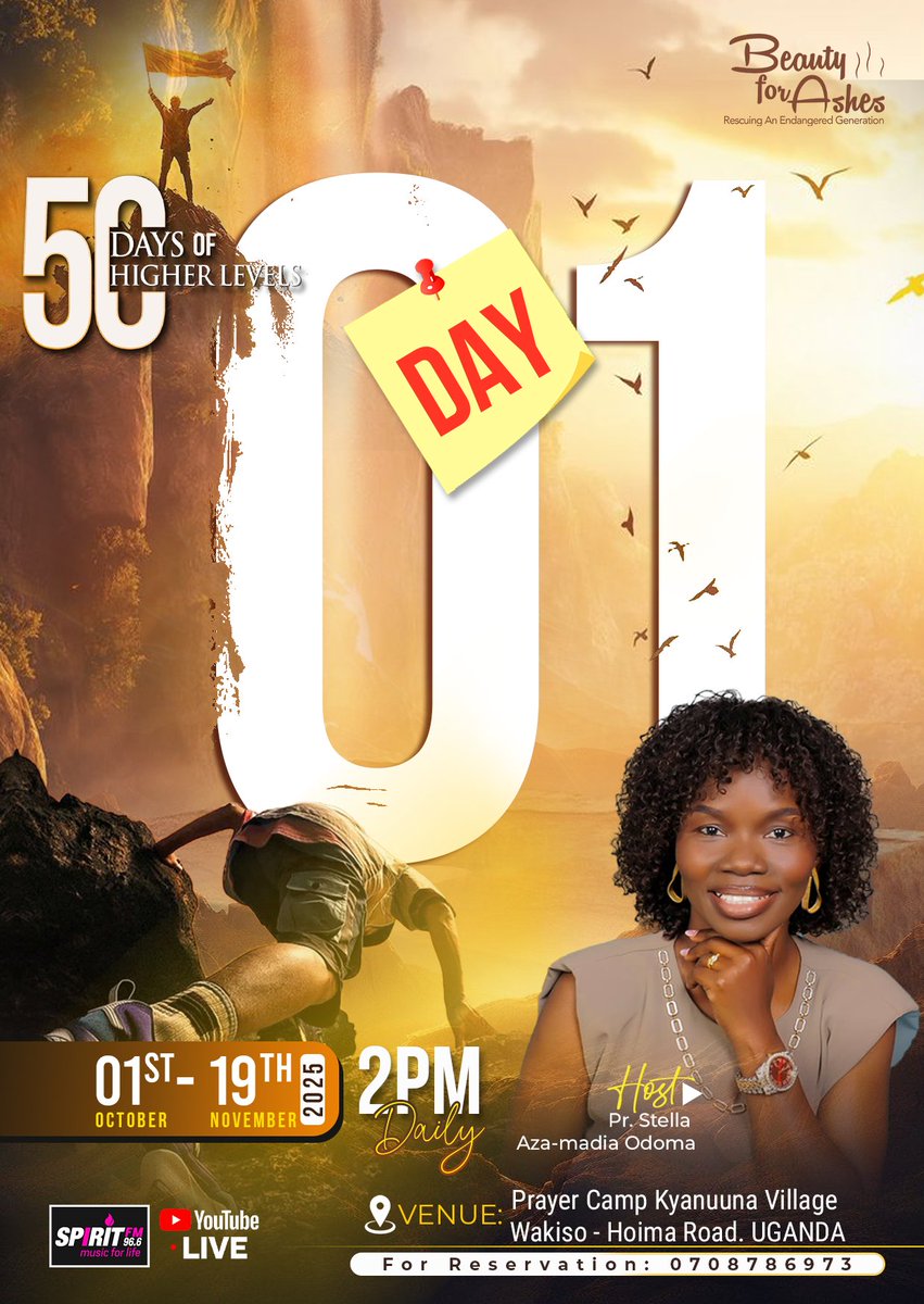 StellaAza1's tweet photo. #DAY_01🔥
50 Days of higher Levels
Theme #KeepMovingForward
We are going to be Live @2PM E.A.Time on @spirittvug, @Spiritfm966 and on our YouTube Channel Stella Aza-Madia Remember to Subscribe and hit the bell https://t.co/q0tx0ZhpvB