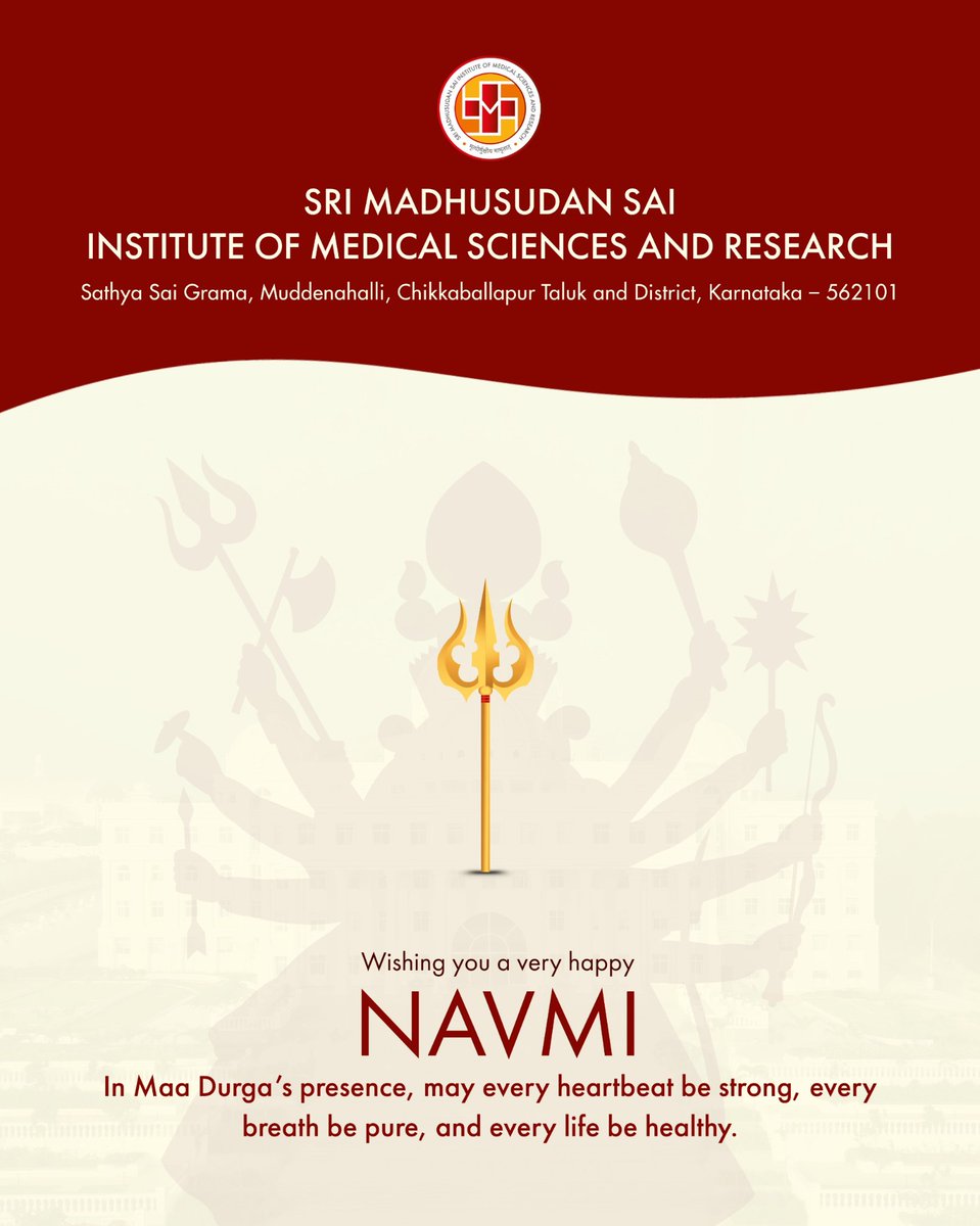 smsimsr01's tweet photo. Maha Navmi marks the spirit of resilience, healing, and positive transformation values that guide us at SMSIMSR. 

Wishing you and your loved ones health, wisdom, and strength this Maha Navmi.

#MahaNavmi #FestivalOfStrength #WellnessForAll https://t.co/T6Xw90W7u2