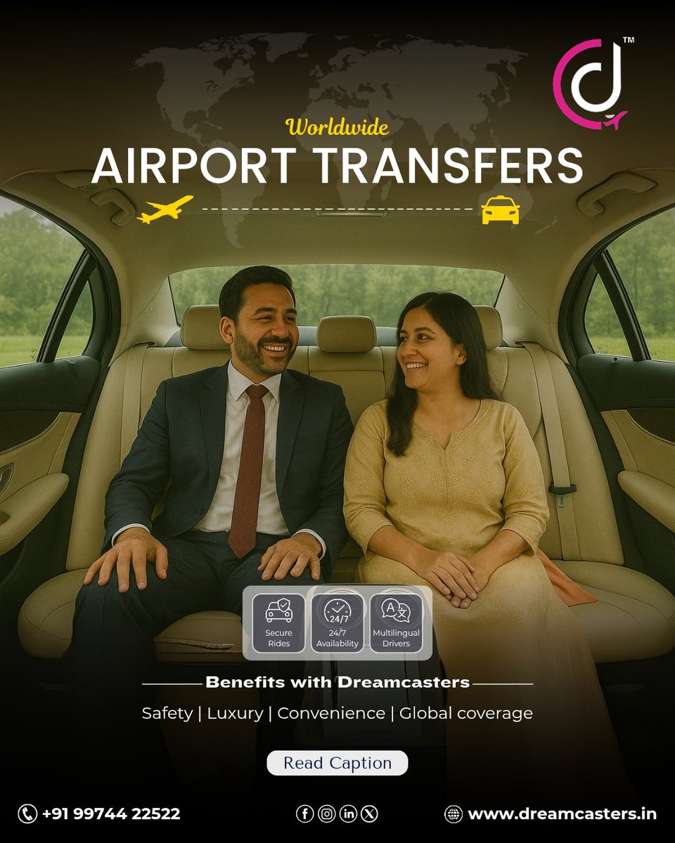 dreamcastersIn's tweet image. Book your ride now!
book-online-transfers.com/en/dreamcaster…
Book seamless worldwide airport transfers with Dream Casters!
#DreamCasters #AirportTransfers #TravelMadeEasy #SeamlessJourneys #GlobalTravel #LuxuryTransfers #TravelWithDreamCasters #AirportPickup #StressFreeTravel #WorldwideTransfers