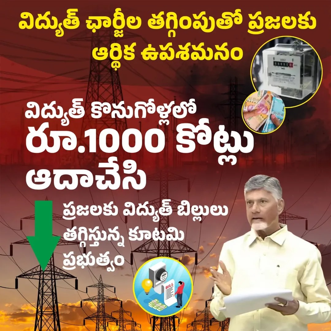 Gowru_charitha's tweet photo. విద్యుత్ కొనుగోలు ద్వారా రూ. 1000 కోట్లు ఆదా చేసిన కూటమి ప్రభుత్వం ఆ మేరకు ట్రూ డౌన్ పేరుతో విద్యుత్ చార్జీలు తగ్గిస్తోంది.

#PowerPayBackInAP
#IdhiManchiPrabhutvam
#ChandrababuNaidu
#AndhraPradesh https://t.co/askLIHFX9P