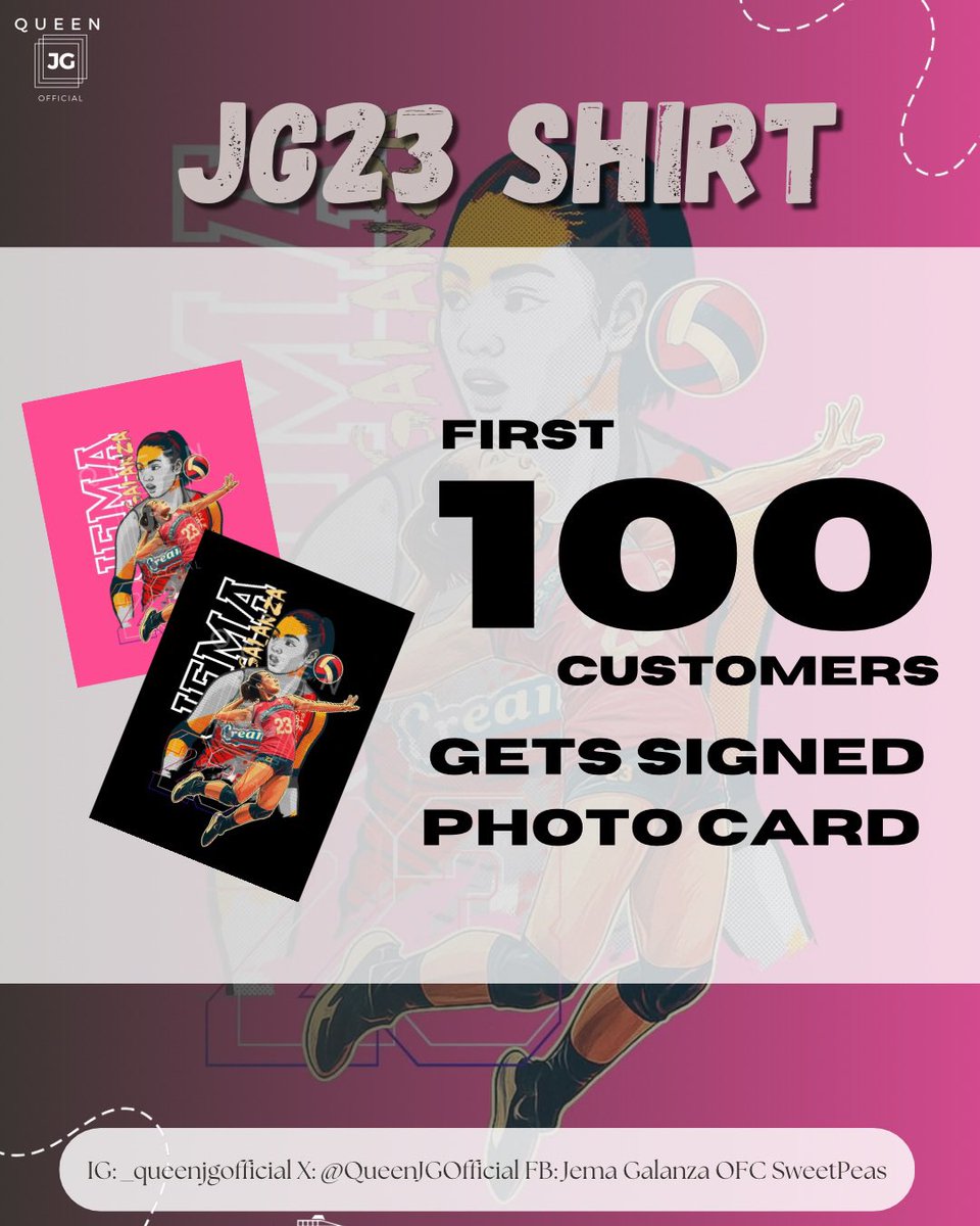 Official JG23 Shirt drop! 👕

Available in 💗 Pink and 🖤 Black
₱750 (members) | ₱850 (non-members) – shipping included.

➡️ Be one of the first 100 buyers and get a signed photo card!

📌 Order period: until Oct 5, 8PM only!

DM us anytime for inquiries. 💌
For orders, please