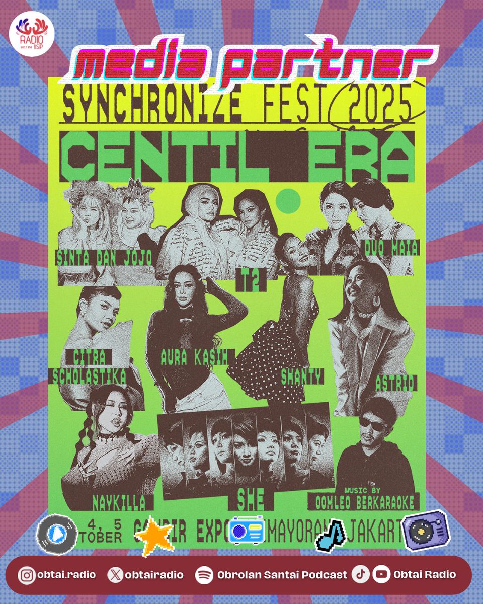 Centil Era siap ramaikan <a href="/SynchronizeFest/">Synchronize Festival</a> 2025! 🤗❤️
Jangan lewatkan 3–5 Oktober 2025 di Gambir Expo Kemayoran.
Tiket 🎟️ di synchronizefestival.com
.

#SynchronizeFest25
#ObtaiRadio
#ObrolanSantaiMenginspirasi