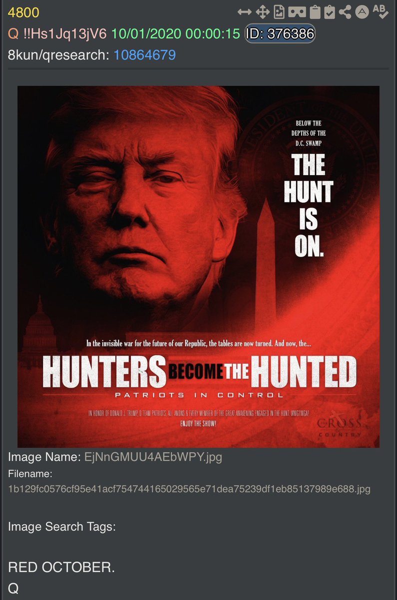 It is officially RED OCTOBER‼️

HUNTERS become the HUNTED‼️

And Nothing Can Stop What Is Coming!