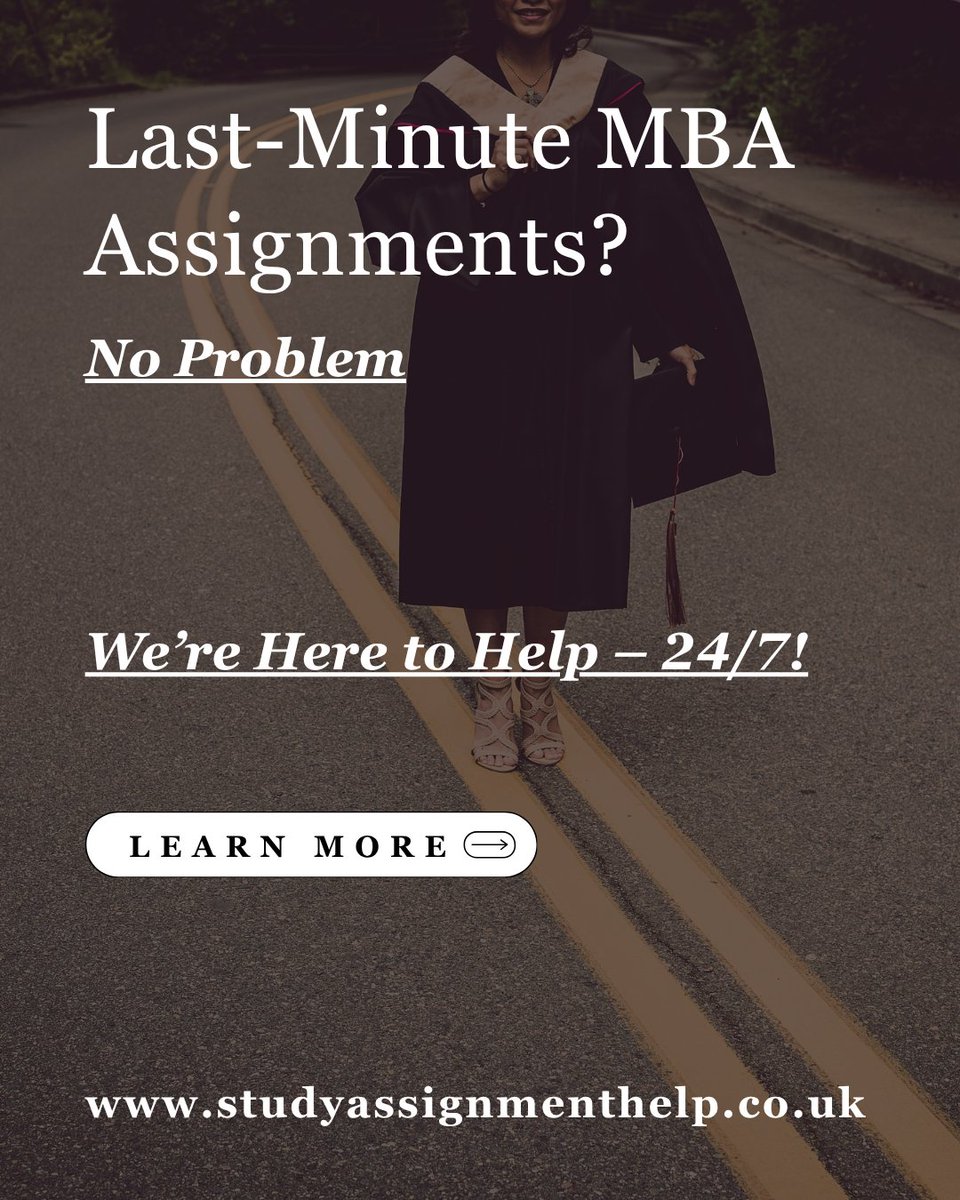 studyhelp_uk's tweet image. MBA Assignments piling up? Don’t panic — get professional help from expert writers in Finance, Marketing, HR etc.- we’re here to make it easier.
Visit- tinyurl.com/9w7vkh4t

#MBAHelp #StudentSupport #AssignmentHelp #BusinessSchool #MBAStudentLife #studyassignmenthelp #tranding