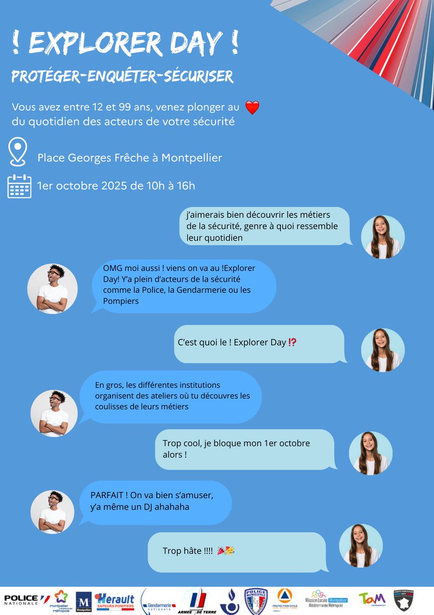 PompiersHerault's tweet image. #RDV|| Nous vous attendons dès 10h00 sur le parvis de l'Hôtel de Ville @montpellier_ pour 
❗️EXPLORER DAY❗️ 
Les sapeurs-#pompiers de l’#Hérault #toujourSPrésents avec ⤵️ 
🚔@PoliceNat34
🚨@Gendarmerie_034
🚓@PMMontpellier 📷
🚑@ProtecCivile34
⛑️@CroixRouge34
👮‍♂️@douane_france
...