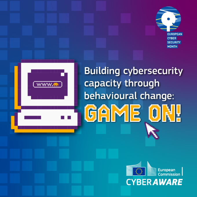 Game on! 🎮

We're launching the European Cybersecurity Month today with an interinstitutional event. 🛡️

Learn how we're stepping up our game to keep our institutions safe. 

Watch the streaming live from 9:30 👉 link.europa.eu/976qCQ