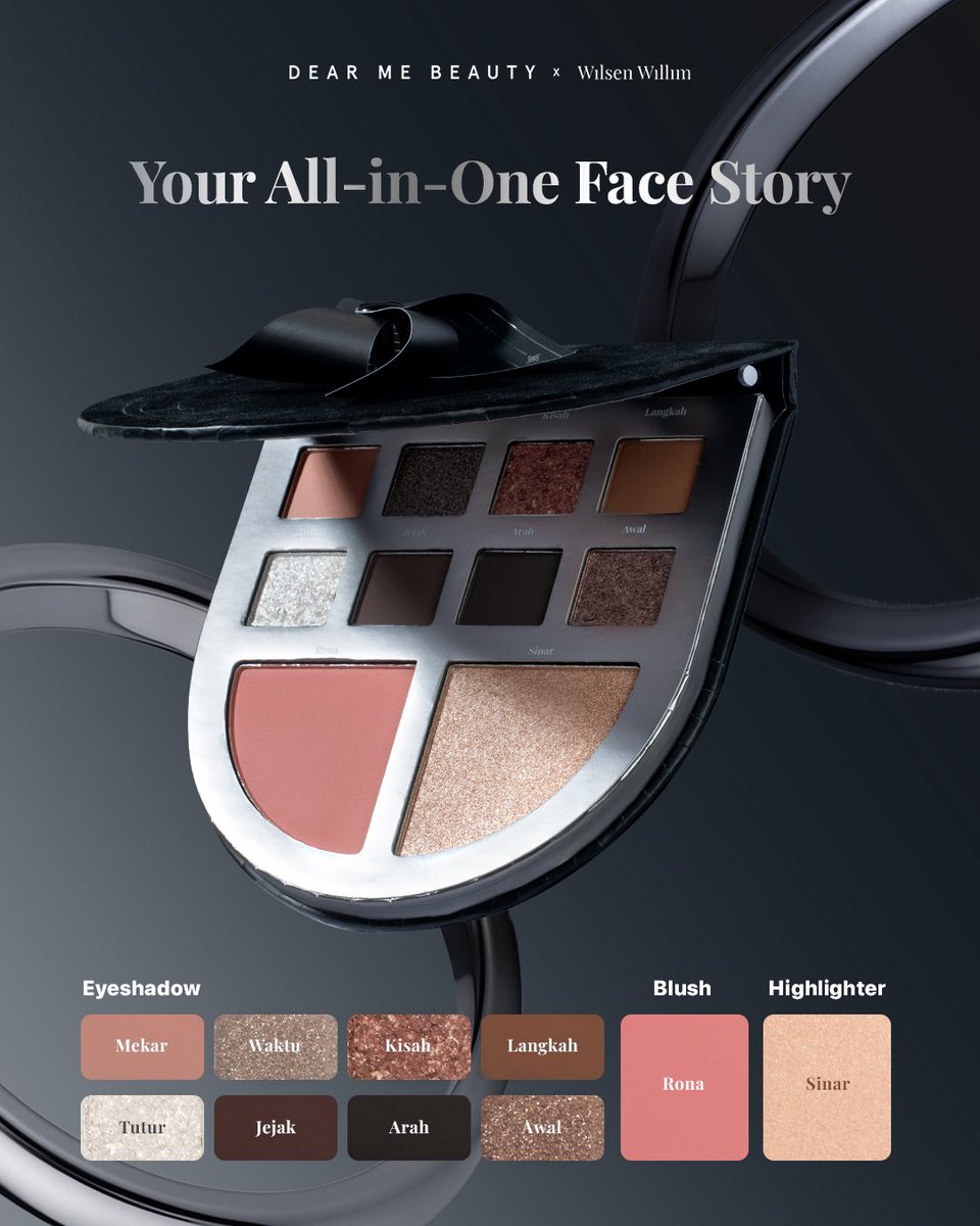 dearmebeauty's tweet photo. 𝐀 𝐓𝐫𝐢𝐛𝐮𝐭𝐞 𝐭𝐨 𝐓𝐢𝐦𝐞 𝐚𝐧𝐝 𝐓𝐫𝐚𝐧𝐬𝐟𝐨𝐫𝐦𝐚𝐭𝐢𝐨𝐧

In collab with wilsen willim, our limited-edition face palette features the iconic 3D Pinwheel — symbol of regenerasi &amp; #GarisWaktu

Exclusively on @ShopeeID 
#DearMeBeautyxWilsenWillim https://t.co/pKCsylpBmn
