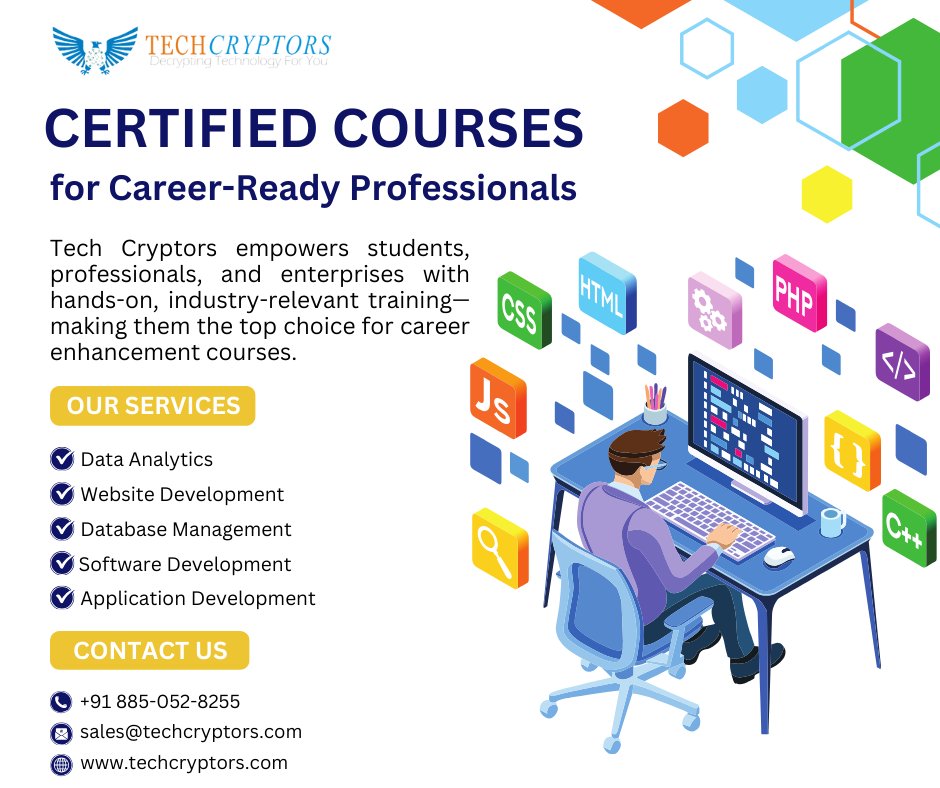 TechCryptors's tweet image. 🚀Upgrade your career with Tech Cryptors Certified Courses!
📞wa.me/918850528255
📧sales@techcryptors.com
🌐techcryptors.com
#BestITTrainingCourse #ITTraining #TechEducation #CertifiedTraining #DataScience #DataAnalytics #MachineLearning #IOT #ARVR #TechCryptors