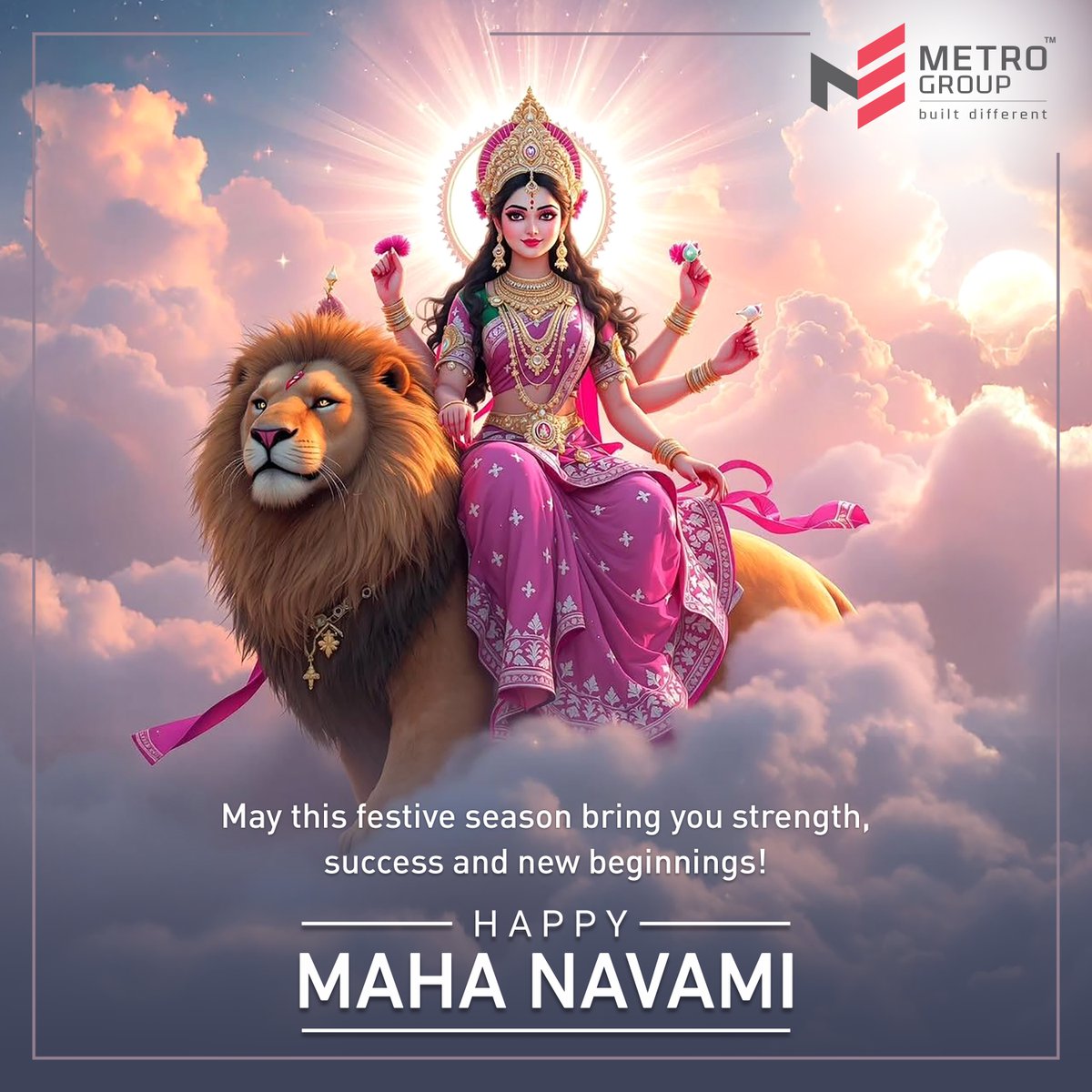 MetroGroupIndia's tweet photo. Wishing you a joyous Maha Navami! May Maa Durga bless your home with peace, prosperity &amp; new beginnings. 🏡✨

#MahaNavami #DurgaPuja #HomesWithHeart #Navratri2025 #Metrogroup #FestiveVibes #NewBeginnings https://t.co/K0DdKPBfzl