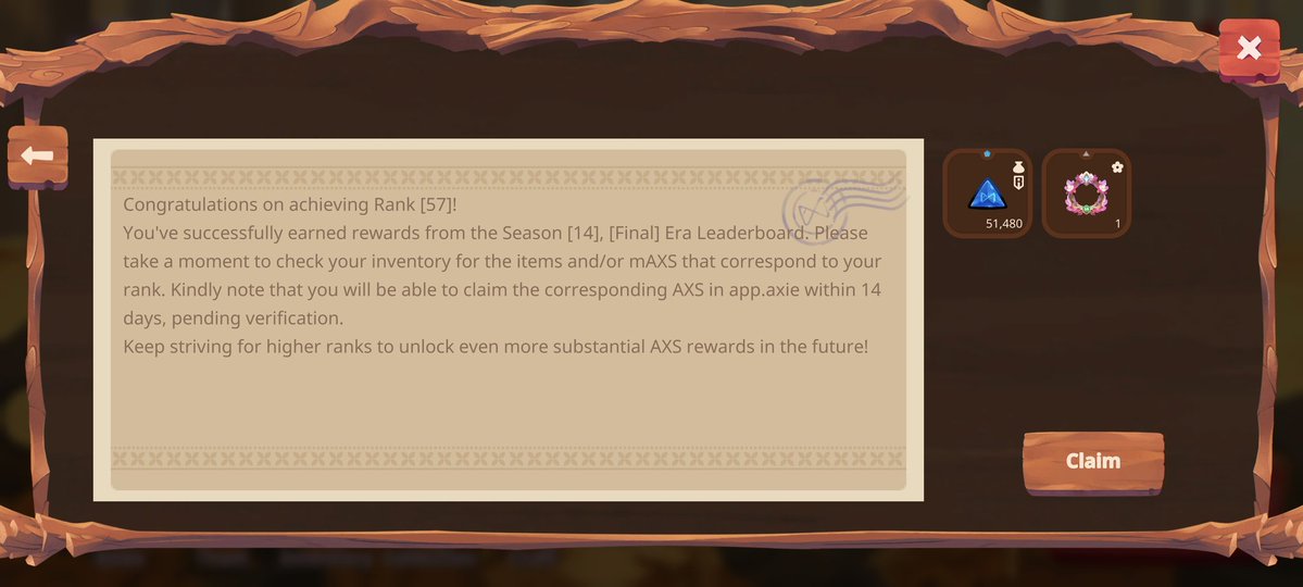 <a href="/AxieInfinity/">Axie Infinity</a> Origins S15 has been concluded! Another best season for me! Finally played a different comp than just AoE this season 🤣

Rare: Rank #49
Epic: Rank #9
Mystic: Rank #50
Final: Rank #57

Hoping for new patches next season 🤞🏻

#AxieOrigins