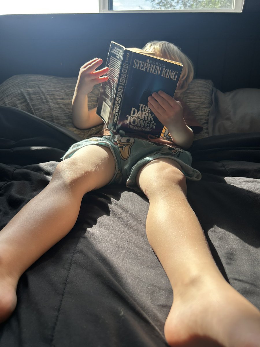 Maybe a little young for his first trip to the tower…  #darktower #thegunslinger <a href="/StephenKing/">Stephen King</a>