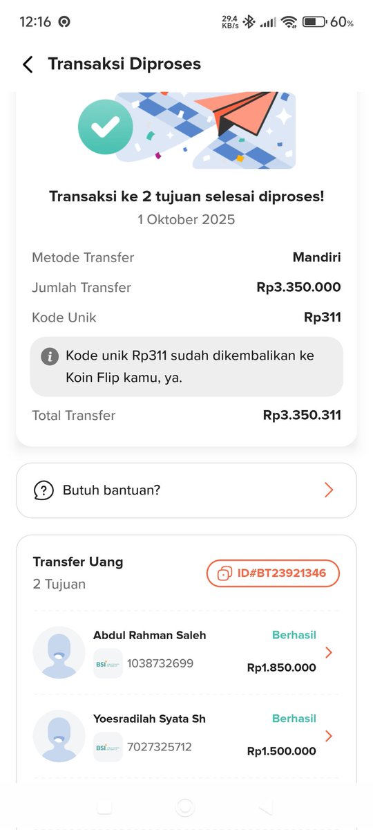 rahmanrambo's tweet photo. @flip_id mohon bantuannya min,,status transfer flip berhasil namun tidak masuk ke rekening tujuan https://t.co/KfYxH6XUn6