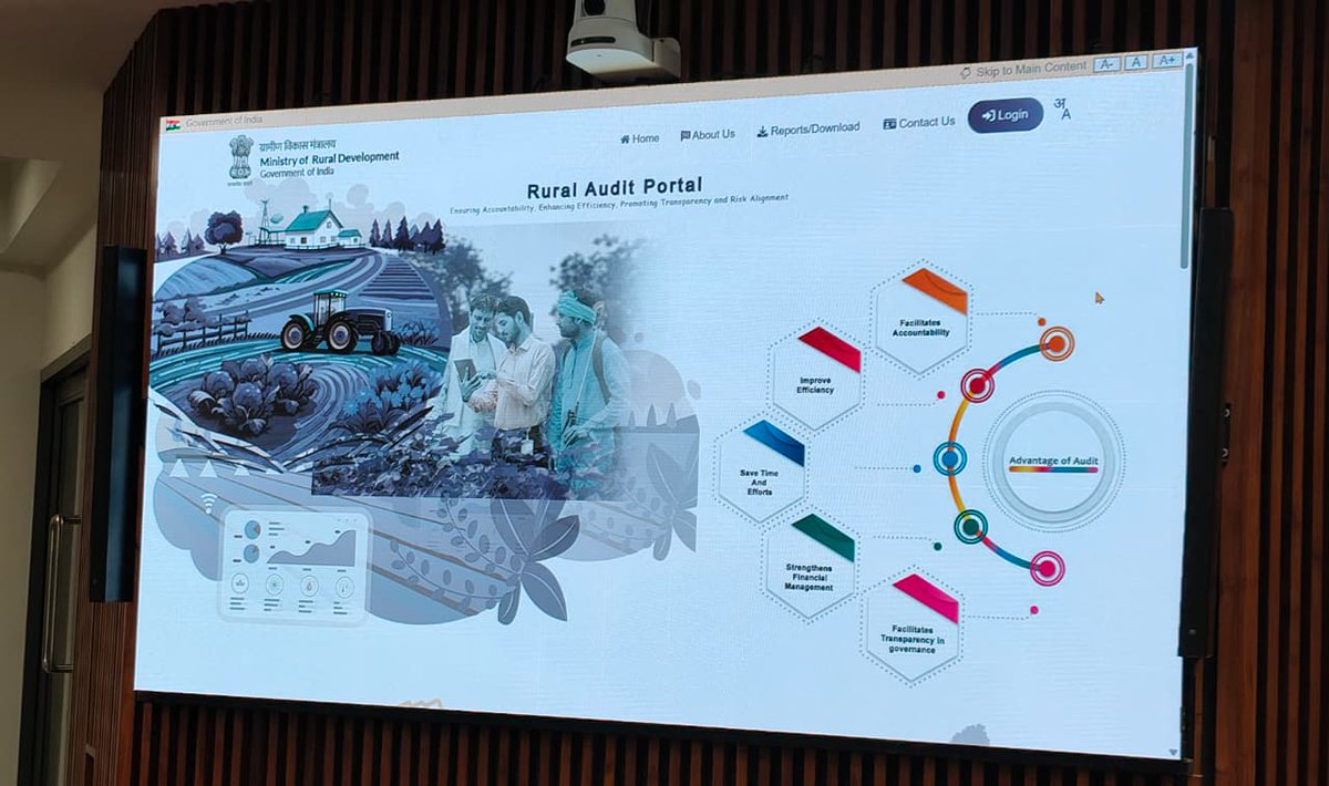 MoRD_GoI's tweet photo. A detailed presentation on the newly developed Rural Internal Audit Portal was taken by Shri Shailesh Kumar Singh, Secretary, RD and Ms. Tanuja Thakur Khalko, JS & FA, RD.

✅ Developed in-house by NIC
📝 Paperless | 🌐 Multilingual | 🤖 AI-enabled
📊 Real-time monitoring | 🚀 Scalable solution

🔗 https://t.co/UYdEPKwoyE

#MoRD #DigitalGovernance #RuralDevelopment #AuditInnovation #GoodGovernance #NIC #SchemesofRD