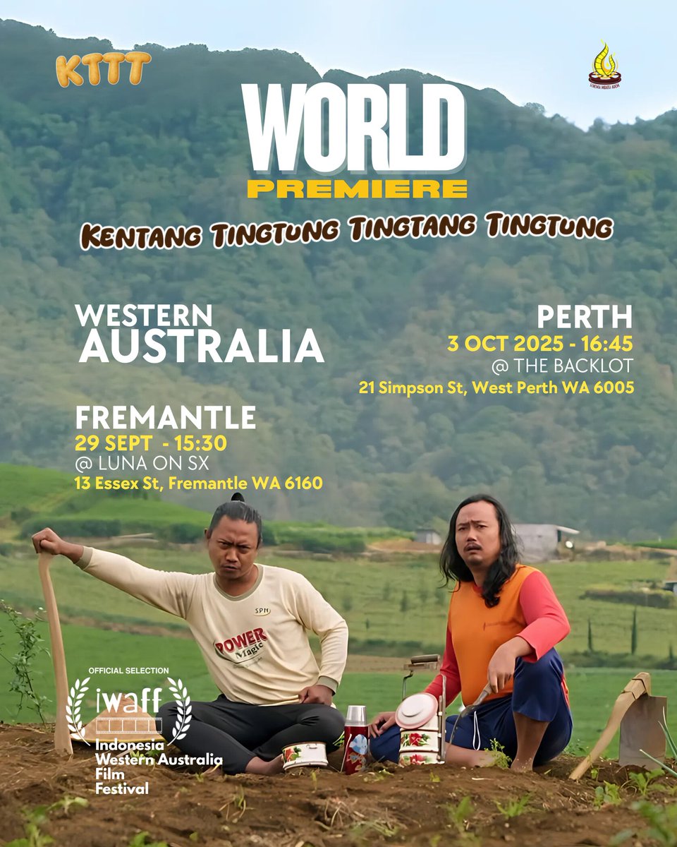 film pendek musikal KTTT 
Kentang Tingtung Tingtang Tingtung
berhasil membawa pemandangan yang sangat elok di Kota Batu kepada penonton western Australia di Fremantle dan Perth.

#IWAFF2025
| SIMBA