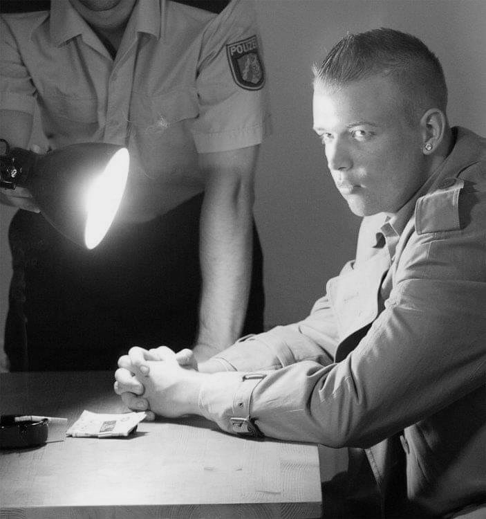 OnlyPfand's tweet photo. 21-years old Yves Saint Laurent at a police interrogation (1957) https://t.co/RPCiuOCWy4