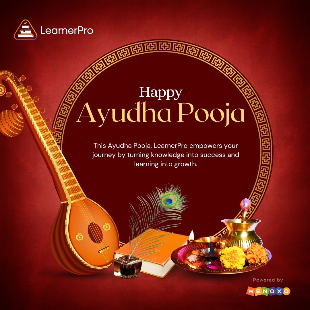 learnerPro2023's tweet image. ✨ LearnerPro wishes you a blessed Ayudha Pooja! ✨
May this festival inspire success, knowledge, and growth in every step of your journey. 🌸📚
#ayudhapooja #happyayudhapooja #learnerpro #festivalseason #indianfestivals #knowledgeispower #positivity #celebration #tradition