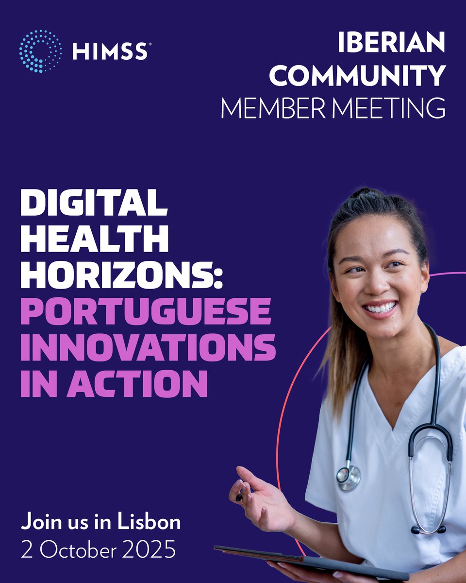HIMSS's tweet photo. Portugal’s digital health journey presents a compelling case study in both progress and challenges. Electronic Medical Records remain fragmented across care settings, yet national telemedicine strategies and clinical innovations have positioned the country as a leader in digital maturity.

At "Digital Health Horizons: Portuguese Innovations in Action," the HIMSS Iberian Community convenes experts who are redefining how digital health can serve patients, providers, and systems. Sessions will compare approaches, reveal hard-earned lessons, and debate the future of digital leadership.

This is where healthcare leaders across the region come together to learn from one another and shape the future.

📅 Don’t miss this exclusive program on 2 October. Register today: https://t.co/oQacoEkKuF