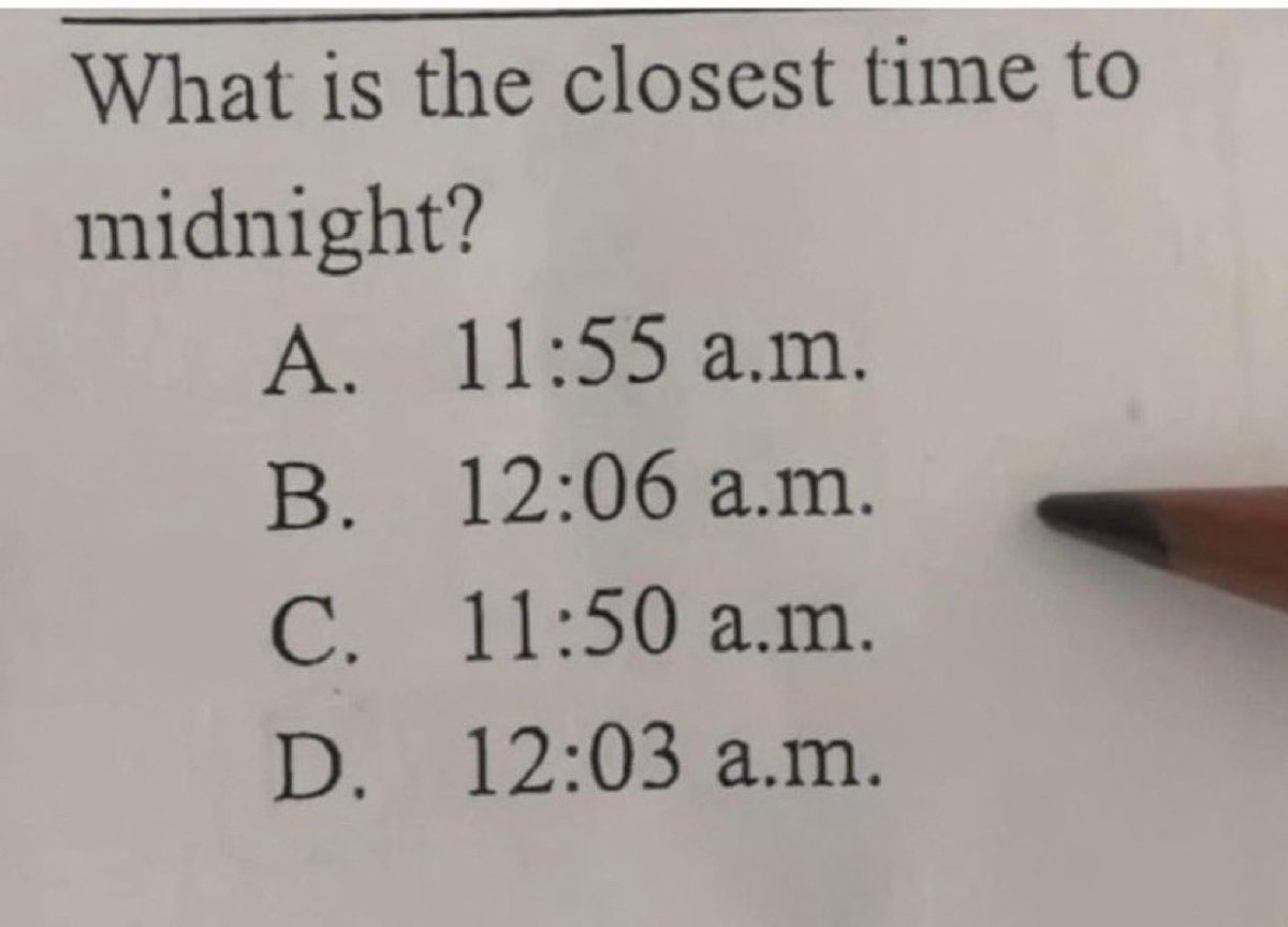 InterestngFiles's tweet image. What is the closest time to midnight?