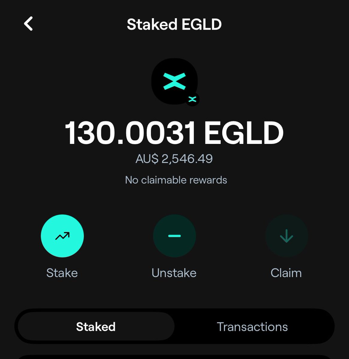 14th compounding of $EGLD staking rewards for 2025🔐using <a href="/xPortalApp/">xPortal</a> 

Today - 1.00 $EGLD = $19.60AUD🇦🇺🦘

YTD - 6.44 $EGLD = $150.03AUD🇦🇺🦘

My new #EGLD amount earning rewards is 130.00📈

🧱x🧱 Consistency is🔑

 #StakingRewards <a href="/MultiversX/">Multiversᕽ</a> #Compounding #MVX #Staking #Crypto