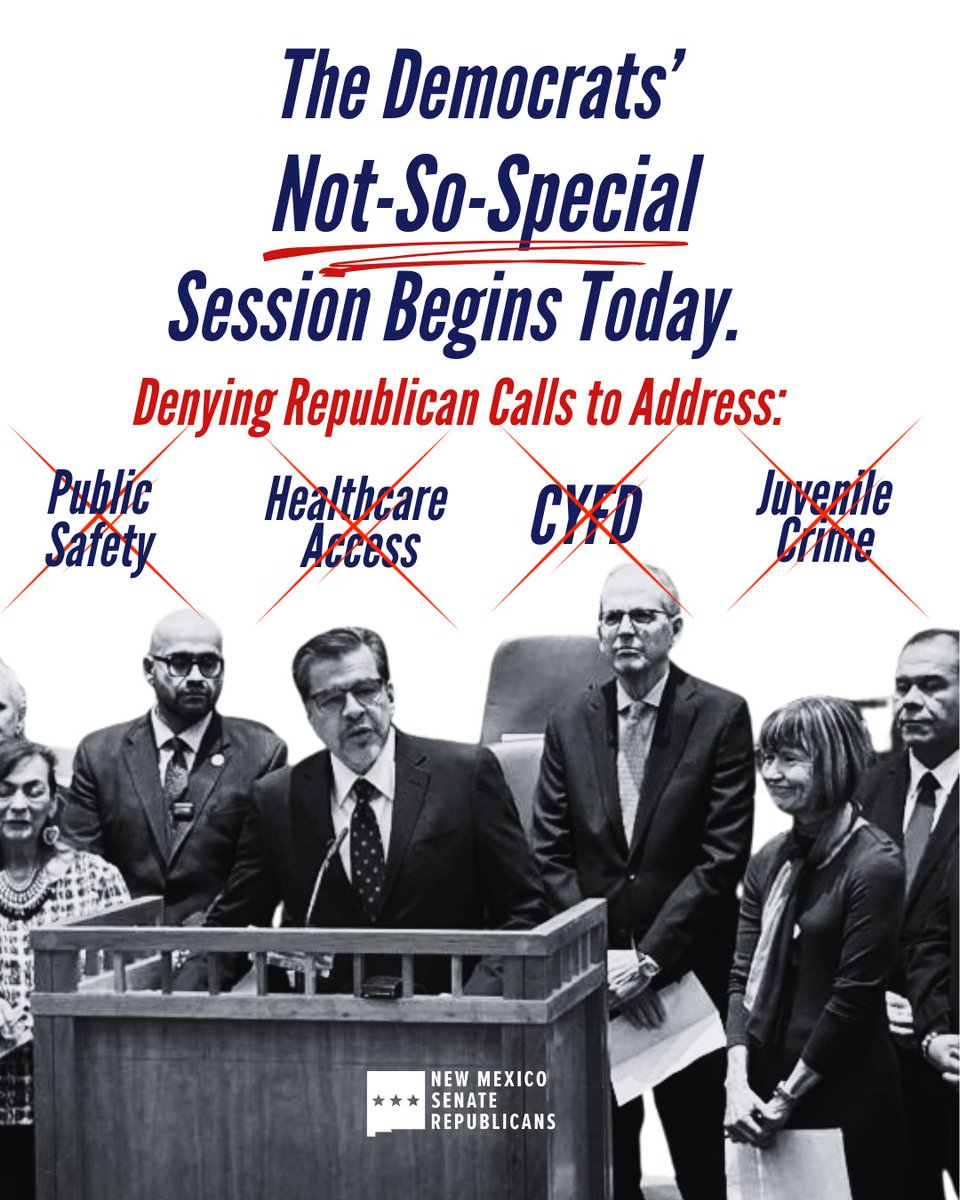 NMSenate_GOP's tweet image. Despite Republican Calls to Address New Mexico’s most pressing issues, Democrats refuse to take meaningful action.

The Not-So-Special Session begins today.
#nmpol