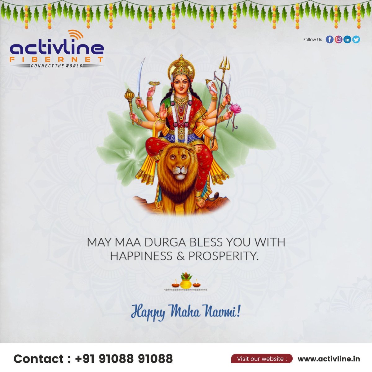 activline_'s tweet photo. 🌸✨ Happy Maha Navami ✨🌸

On this sacred day of Maha Navami, we seek the blessings of Maa Durga, who symbolizes strength, courage, and prosperity. 🙏💫

#MahaNavami #Navratri2025 #MaaDurgaBlessings #Strength #Prosperity #ActivlineFibernet https://t.co/saMQTxBEn3