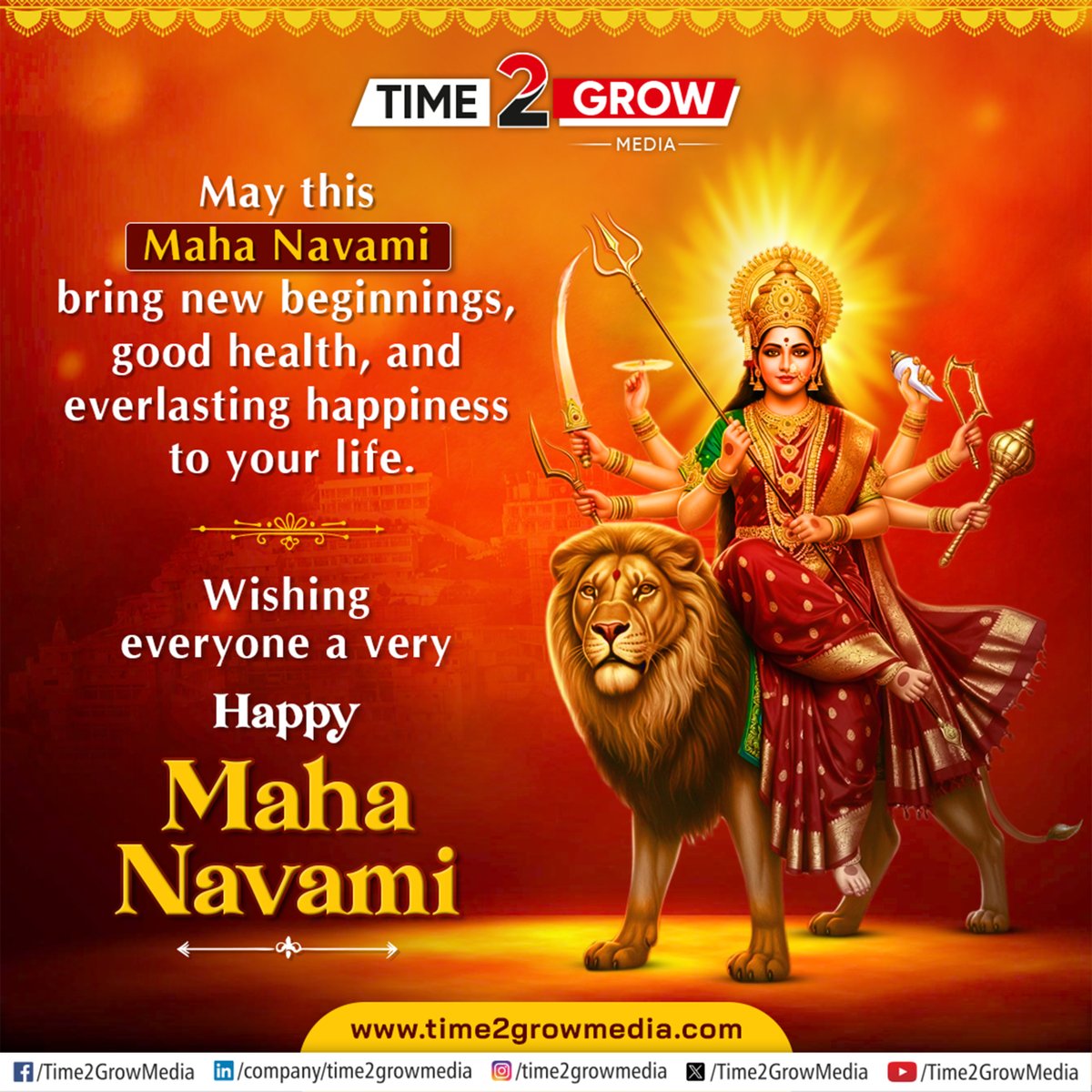 Warm greetings on this sacred day of #MahaNavami 🙏

#Time2GrowMedia #HappyMahaNavami #MahaNavmi #HappyDurgaPuja #DurgaPuja #MahaNavami2025 #DurgaPooja #DurgaPuja2025 #MaaDurga #JaiMataDi #GoddessDurga