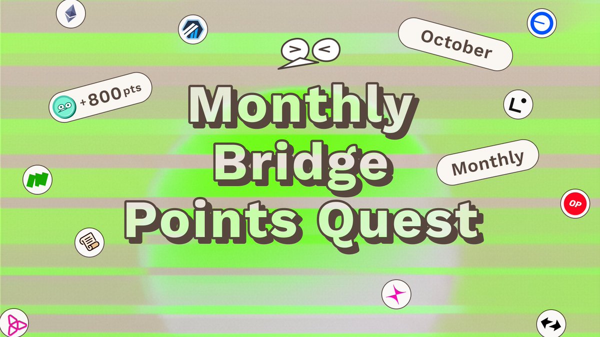 PheasantNetwork's tweet photo. 📢October Monthly Quest is live!

Embark on a month-long journey with Pheasant and unlock Pheasant Points as you cross chains. Make this October one to remember🐦🪽
https://t.co/B7LEYYB3hl https://t.co/0HP2Ze8vHt