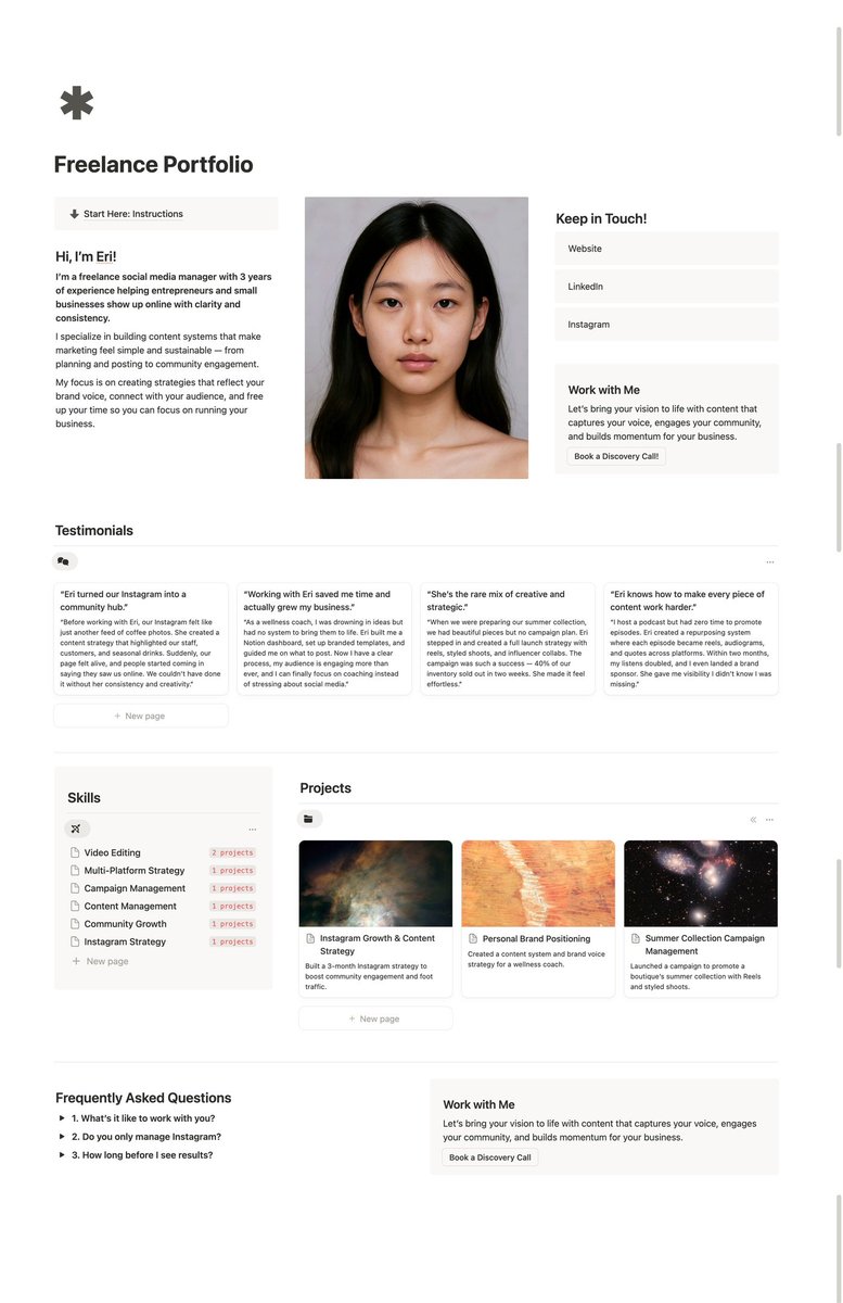eri_notion's tweet image. 👷🏻♀️ Currently Building: Freelance Portfolio Template 👷🏻♀️