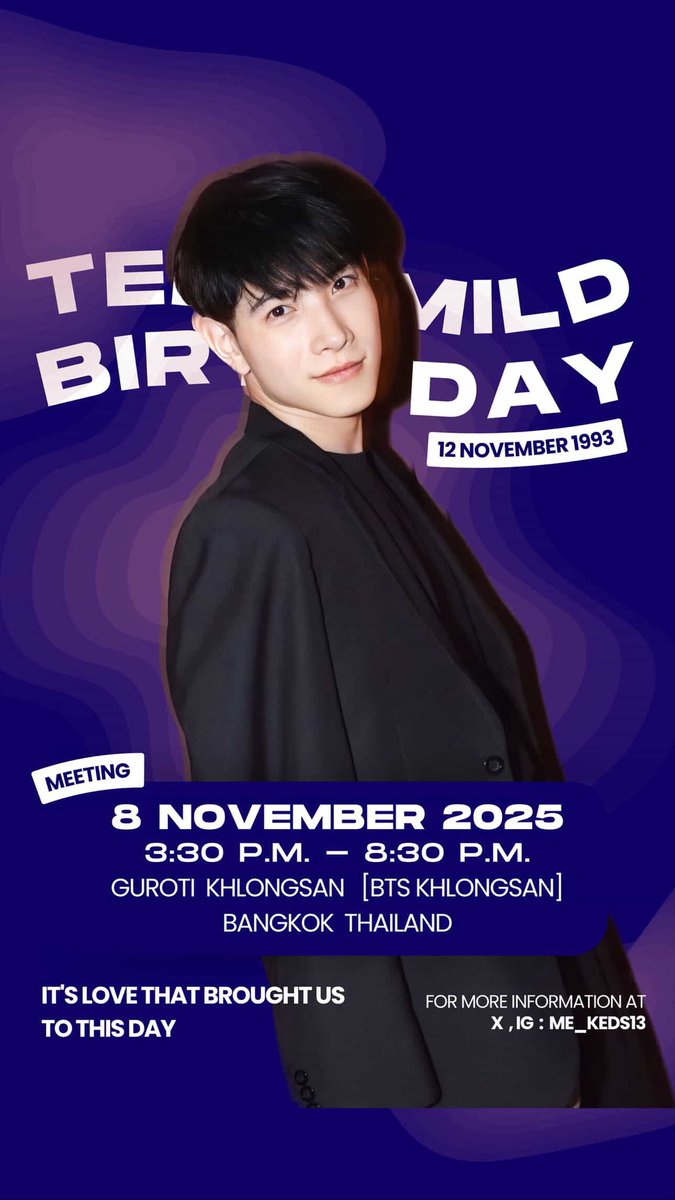 Me_KEDs13's tweet photo. #มาเตือนคร้าบบบบบบ วันนี้แล้วนะคะ เปิดให้ลงทะเบียน 20.00 น. Googleform ทางหน้า X @me_keds13 นี้นะคะ มาลงทะเบียนกันเยอะๆน้า มาเจอ @Teemild_ ในงานวันเกิดตี๋มายด์กันค่ะ #HBD32rdTeeMild2025 

🎉  วันเสาร์ที่ 8 พฤศจิกายน 2568 
📍  คาเฟ่ กูโรตีชาชัก คลองสาน 
       (ใกล้ BTS คลองสาน)
⏰  15.30 น. เป็นต้นไป 

❤️ จำนวน 40 ที่นั่ง ❤️

#งานนี้รับจำนวนจำกัดน้า ❤️🫶🥰 
#mildjinna #มายด์จิณณะ 
#ตี๋มายด์ #TeeMild
