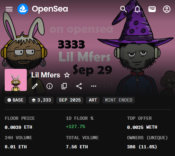 Lil Mfers floor keeps climbing 📈

Steady growth. Strong community.
Don’t sleep on it, grails won’t stay cheap for long 👀