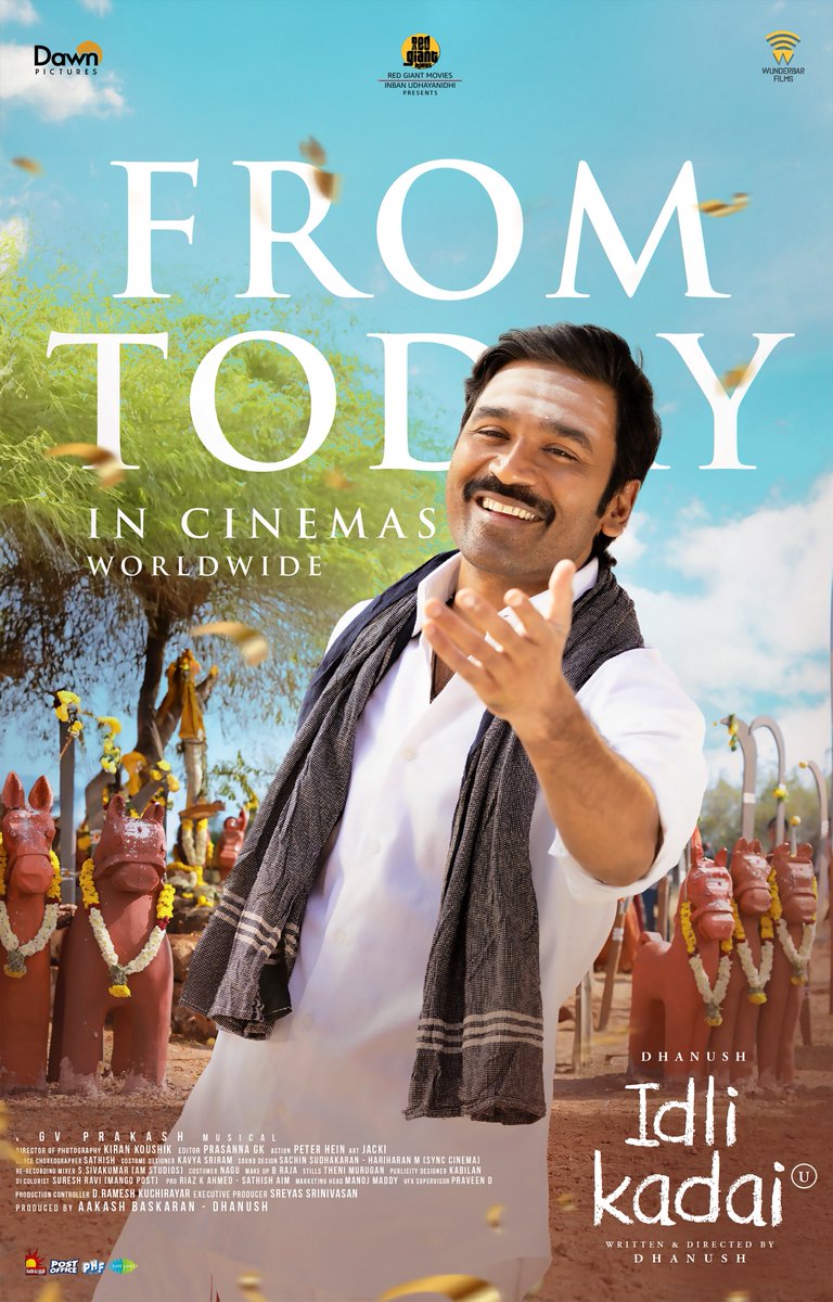 wunderbarfilms's tweet photo. இன்று முதல் ♨️
Let the #IdliKadai Feast Begin ✨🎬

@dhanushkraja @arunvijayno1 @RedGiantMovies_  @gvprakash @menennithya @aakashbaskaran @thesreyas @wunderbarfilms @saregamasouth @dancersatz @MShenbagamoort3 @kavya_sriram @Kiran10koushik @editor_prasanna @jacki_art @ManojMaddyMM @kabilanchelliah @pharsfilm @RIAZtheboss @teamaimpr