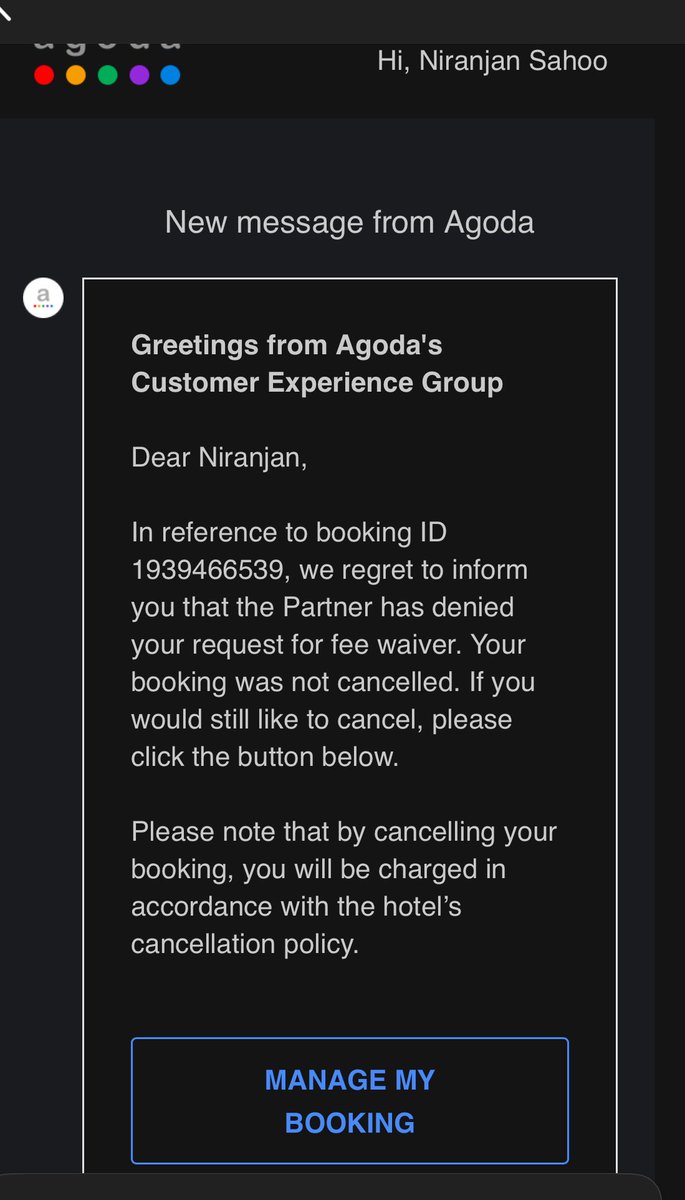 NiranjanSa15369's tweet image. "@Agoda, still waiting for a resolution! False hotel info, dirty room, and terrible service. Problem's been escalated, but no response or refund yet. When will you fix this? #Agoda #CustomerServiceFail #UnresolvedIssue"