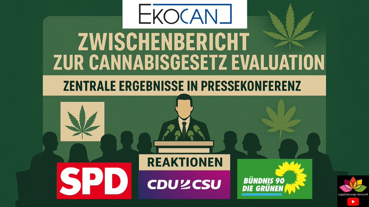 EKOCAN Zwischenbericht zur Cannabisgesetz Evaluation belegt: #CanGwirkt 
Im Video🔽
youtu.be/ATpPSHUSRnE

-Zentrale Ergebnisse in Pressekonferenz
-Reaktionen aus <a href="/spdbt/">SPD-Fraktion im Bundestag</a> #SPD #CDUCSU <a href="/GrueneBundestag/">Grüne im Bundestag 🇪🇺🏳️‍🌈</a> 
-#Cannabis Gesamtverbrauch / Übersicht Import-/Exportmengen #MedCan
#Weedmob