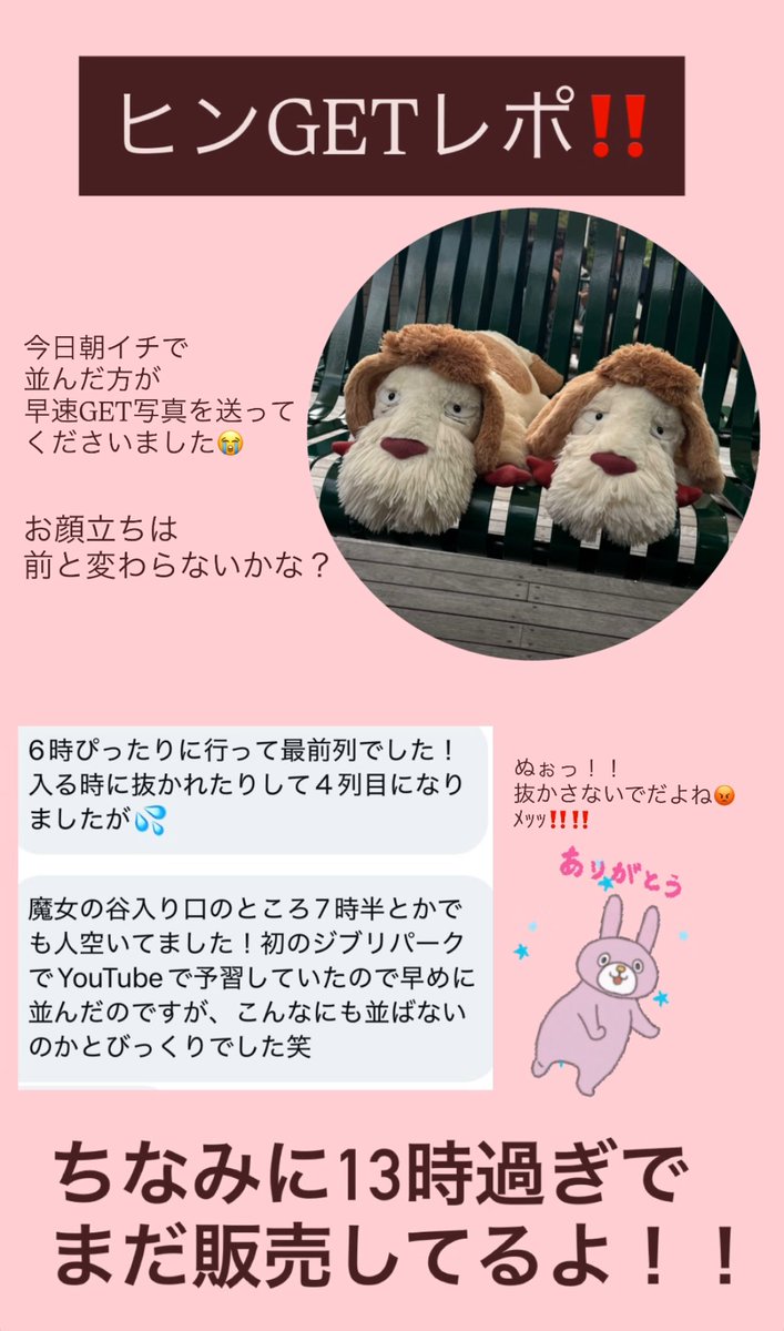 ジブリパーク ヒンのお人形、14時でも残ってる‼️ 今までの再販時と