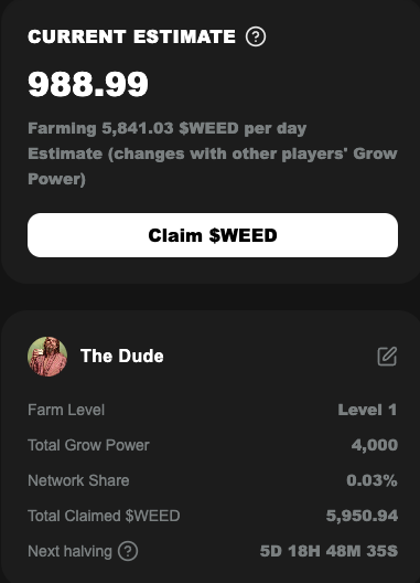 CountryMeter's tweet photo. I opened 10 packs earlier today and got insanely lucky. Already maxed my power on day 1.

Had a bit of a delay with transactions on my other two rooms, but they finally went through. 

Now pulling in over 8,000 $WEED/day across all three.

code: EBC22222 https://t.co/MEC89cuizR