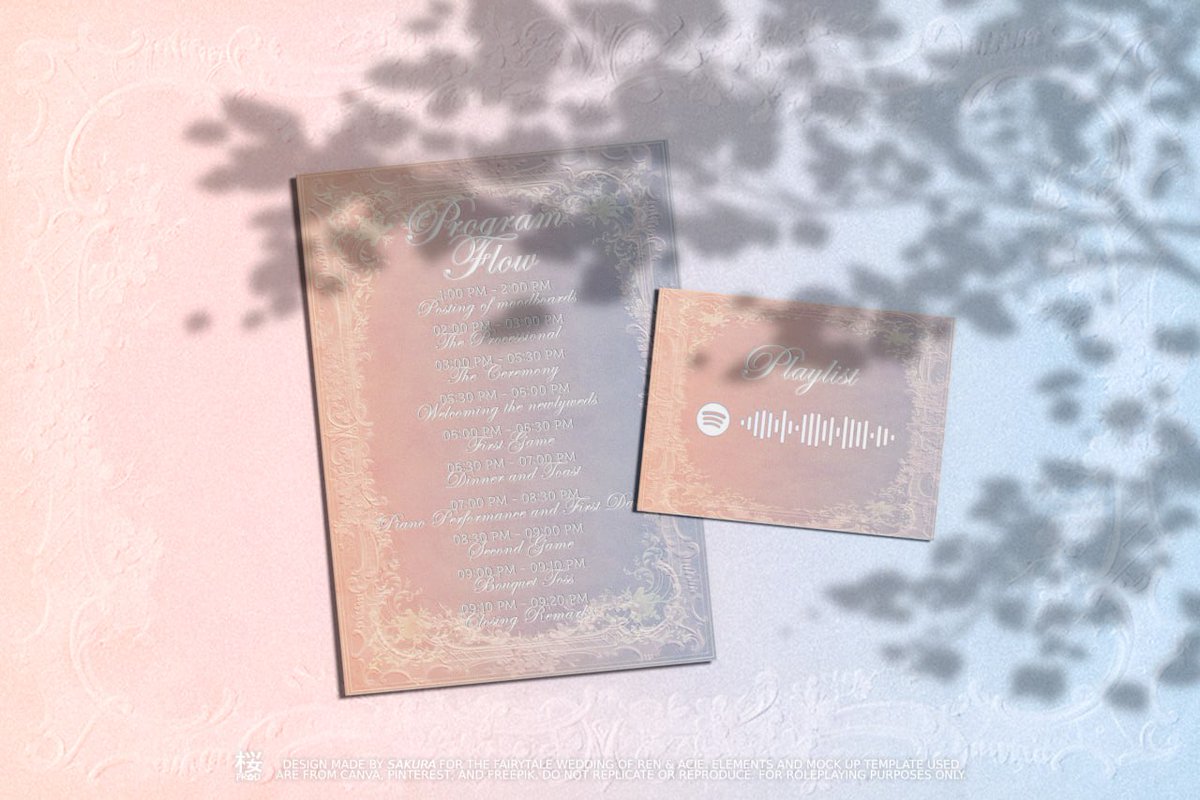 adRENturewithAC's tweet image. ㅤ
  ㅤ
ㅤ 𝓡𝓮𝓷 𝓪𝓷𝓭 𝓐𝓬𝓲𝓮  ⋆.ೃ࿔*:･
     𝙏𝙝𝙚 𝙁𝙖𝙞𝙧𝙮𝙩𝙖𝙡𝙚 𝙒𝙚𝙙𝙙𝙞𝙣𝙜
     5𝙏𝙃 𝙊𝙁 𝙊𝘾𝙏𝙊𝘽𝙀𝙍 2025
     PROGRAM FLOW AND
     WEDDING PLAYLIST
ㅤ
ㅤ