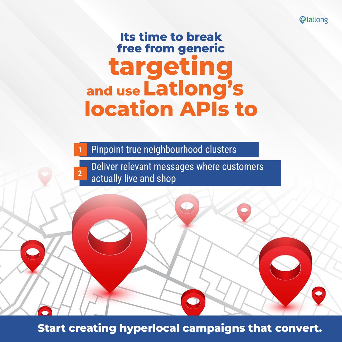 latlong_ai's tweet image. Break free from generic targeting! Latlong's APIs convert messy addresses into precise coordinates (Geocoding), confirm accuracy (Geo-Validation).
Pinpoint true neighborhood clusters and start running campaigns that convert.
#LocationAPI #Geocoding #DigitalMarketing #ROI