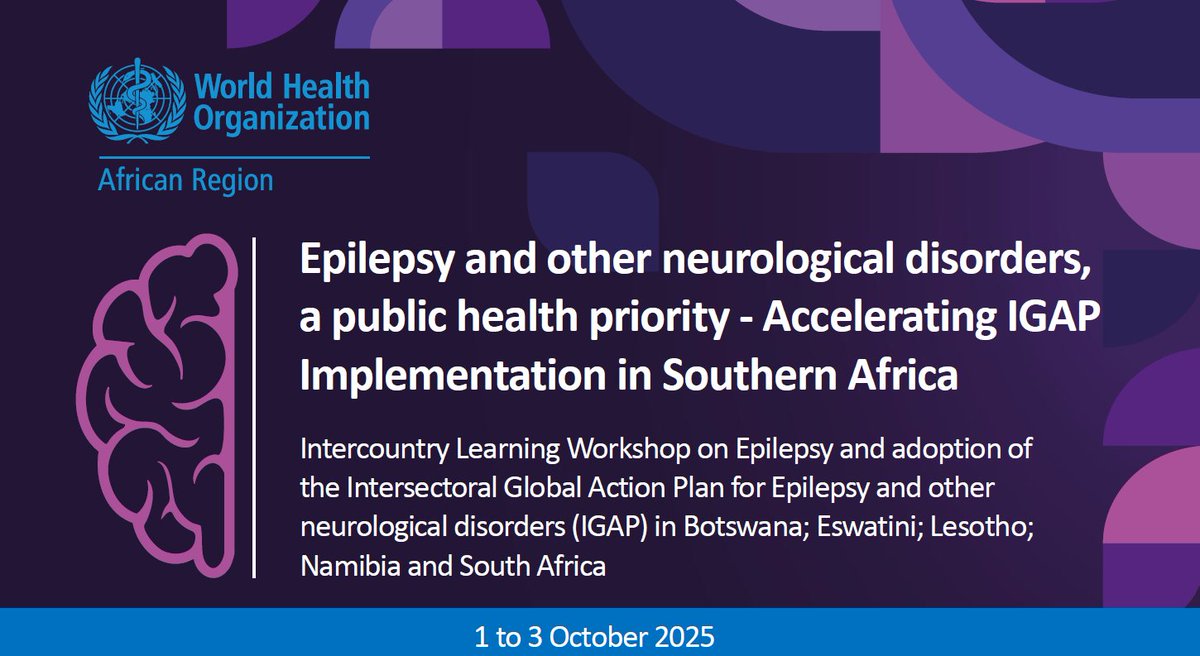 Starting today, we kick off the Intercountry Learning Workshop on Epilepsy &amp; Neurological Disorders in Southern Africa.

Together with partners, we’re accelerating the implementation of IGAP to make epilepsy &amp; other neurological disorders a public health priority.