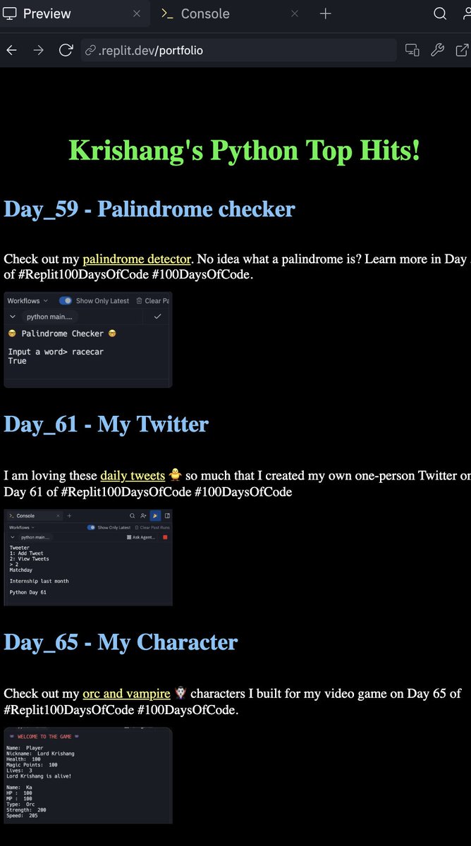 krishang_sheth's tweet image. With the help of Flask, my web server is looking dope Day 76 of #Replit100DaysOfCode #100DaysOfCode. Join me on @Replit join.replit.com/python