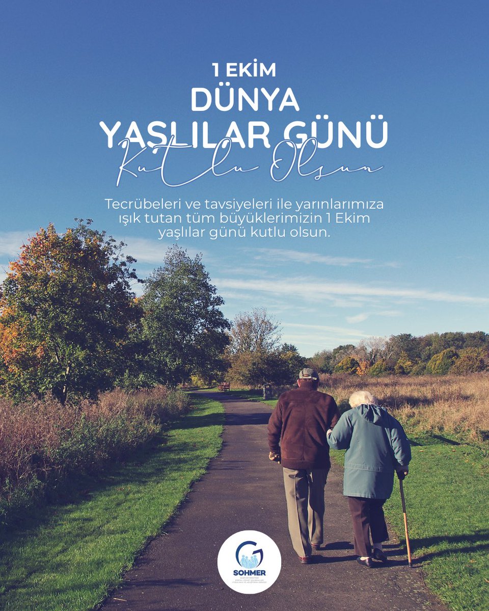 Günümüzden yarınımıza, kültürel değerlerimizin nesilden nesile aktarılmasına vesile olan en kutsal varlıklarımızdır yaşlılarımız.
’’1 Ekim Dünya Yaşlılar Günü’’ kutlu olsun.