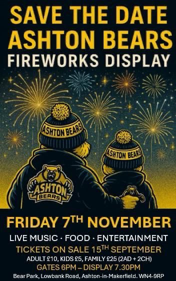 AshtonBears's tweet image. 🎆 Ashton Bears Fireworks Display! 🎆

🎟️ Limited tickets available: 
eventbrite.com/e/ashton-bears…