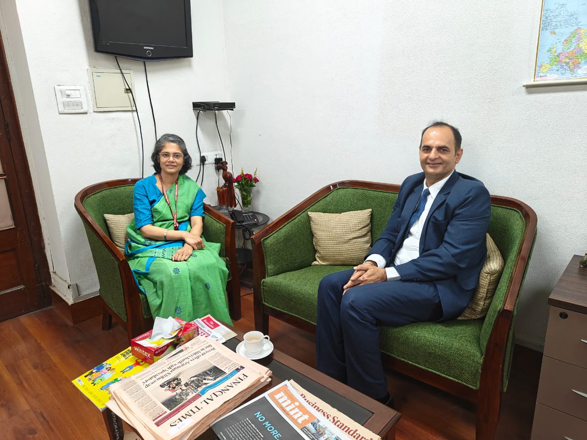 Professor Sachin Kumar Sharma, Director General <a href="/RIS_NewDelhi/">RIS</a>, met Ms. Anu P. Mathai, Additional Secretary (IER-I &amp; OMI) <a href="/FinMinIndia/">Ministry of Finance</a>. 
They discussed avenues for collaboration and research, building on their long association on agriculture and related issues.

<a href="/SKSharma_World/">Sachin Kumar Sharma</a>