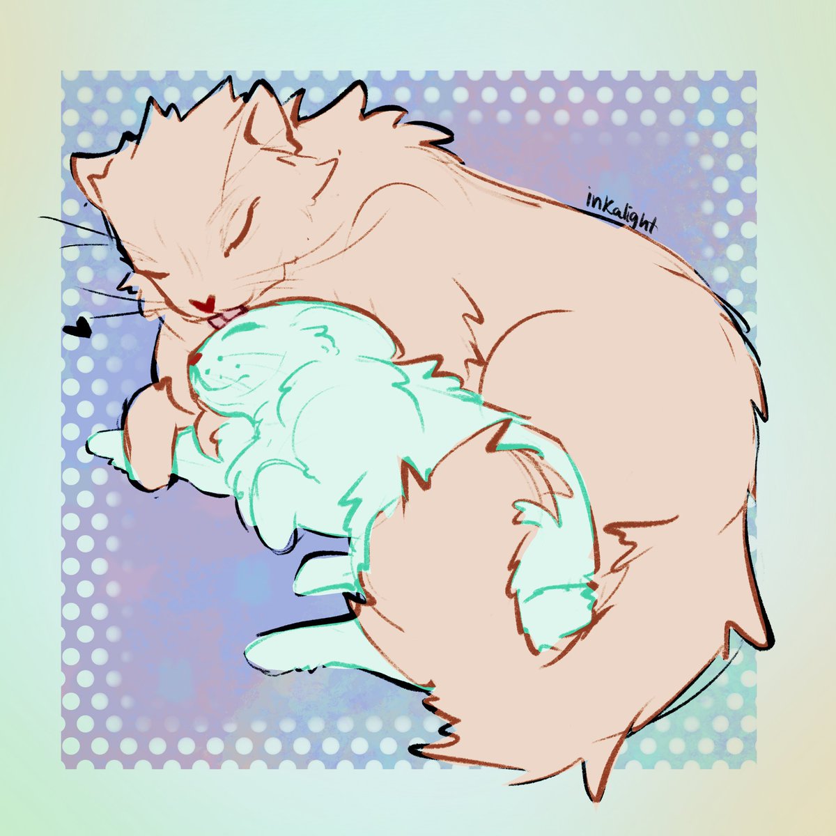 Inkalight's tweet photo. 🐈Cat-chan and bunn-uku 🐇

Needed to get something out for today and I love kitties and bunnies and bkdk https://t.co/VEmekxEH3K