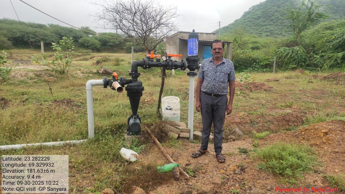 SPMUGuj's tweet photo. Dt. 30.09.2025
QCI field verification for DLI#3, DLI#4, and DLI#5 at GPs Sanyra and Kotda Jadodar of Nakhatrana Block , District-Kachchh. 
@AtalJal https://t.co/xwLyYLXusW