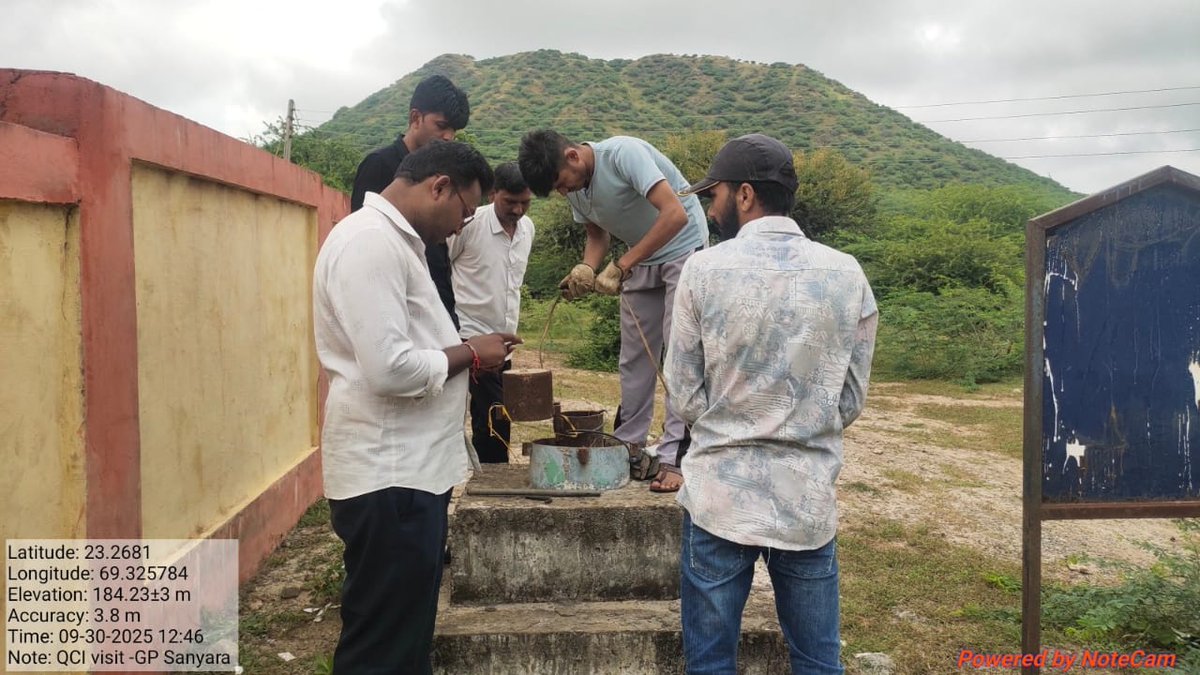 SPMUGuj's tweet photo. Dt. 30.09.2025
QCI field verification for DLI#3, DLI#4, and DLI#5 at GPs Sanyra and Kotda Jadodar of Nakhatrana Block , District-Kachchh. 
@AtalJal https://t.co/xwLyYLXusW