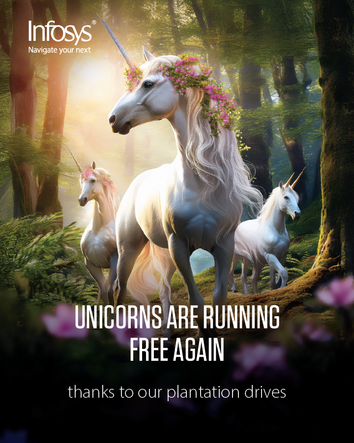 Infosys's tweet image. Unicorns running free would be magical, but the real magic is in the 400,000+ saplings we planted this year. Each sapling is a step toward a stronger future. Learn more: bit.ly/483u2N5 

#InfosysESG #ESGIsAnOpportunity