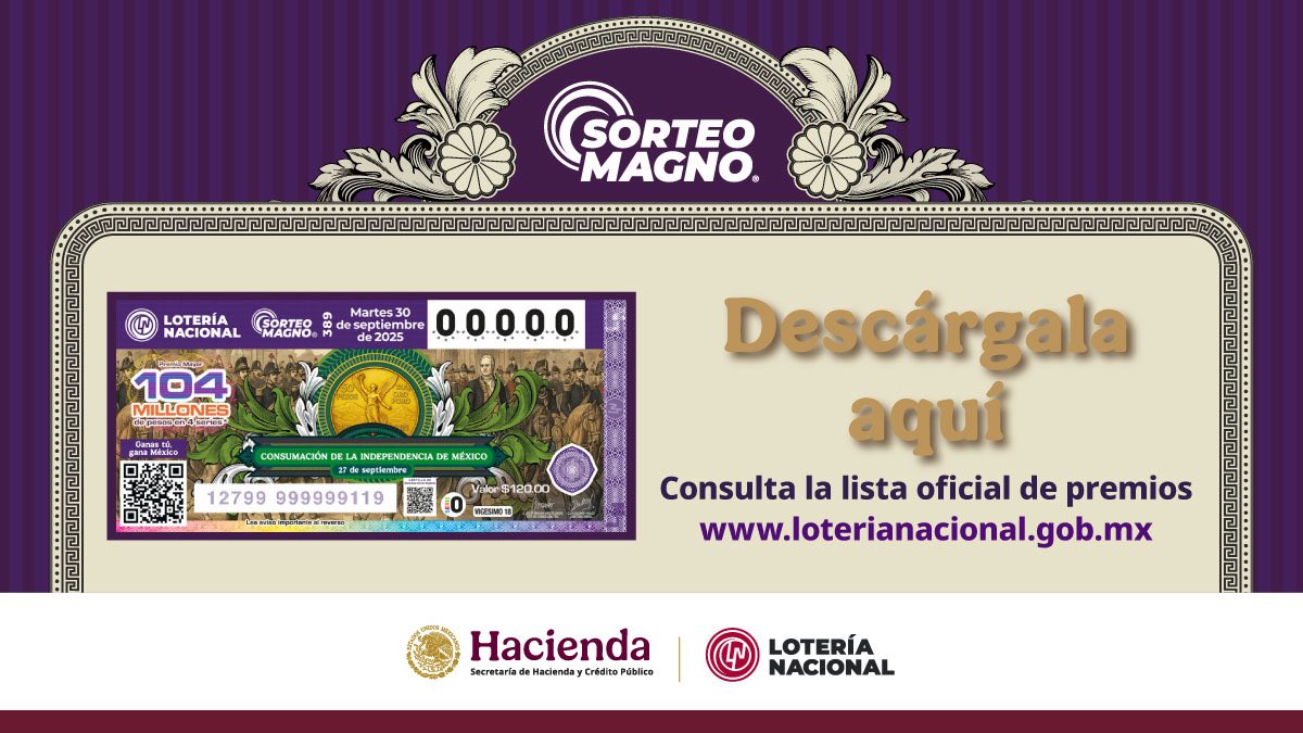 Revisa la lista completa de premios del Sorteo Magno No. 389