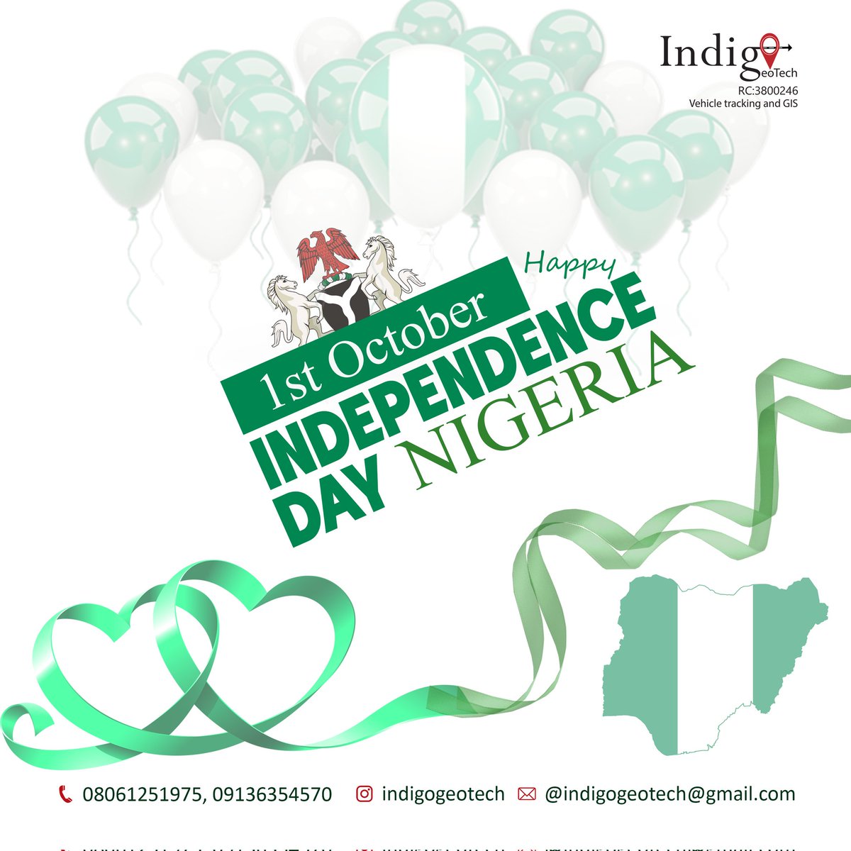IndigoGeoTech's tweet photo. This Independence Day, let’s celebrate the freedom to move forward with confidence. Just as our heroes secured our nation’s freedom, we secure your journeys with real-time tracking and safety on every road.
#IndependenceDay #HappyIndependenceDay #ProudlyNigerian 
#NaijaAt65 https://t.co/lQKHqikKrc