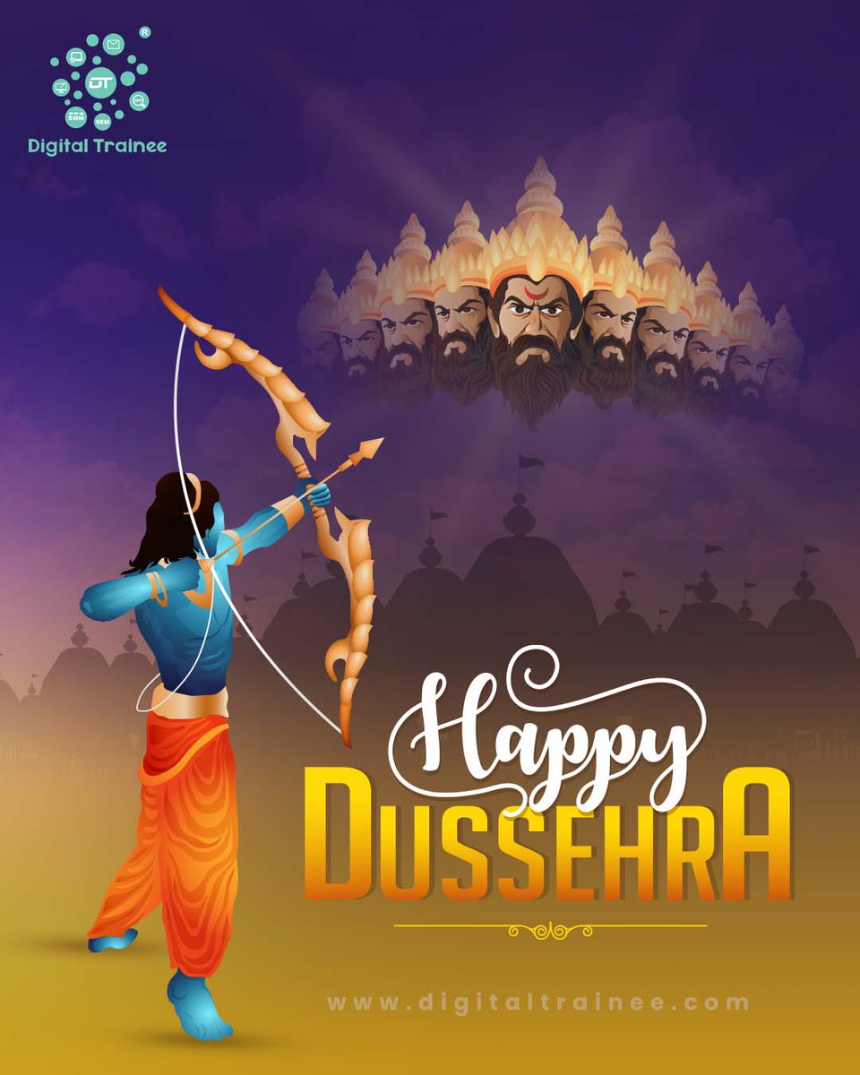 _Digitaltrainee's tweet image. On this Dussehra, let’s celebrate the triumph of good over evil, in life and in learning.
At #digitaltrainee, we believe in conquering doubts with knowledge and defeating fear with skills.✨
Wishing you a victorious and prosperous Dussehra!
#happydussehra #digitalmarketingcourse