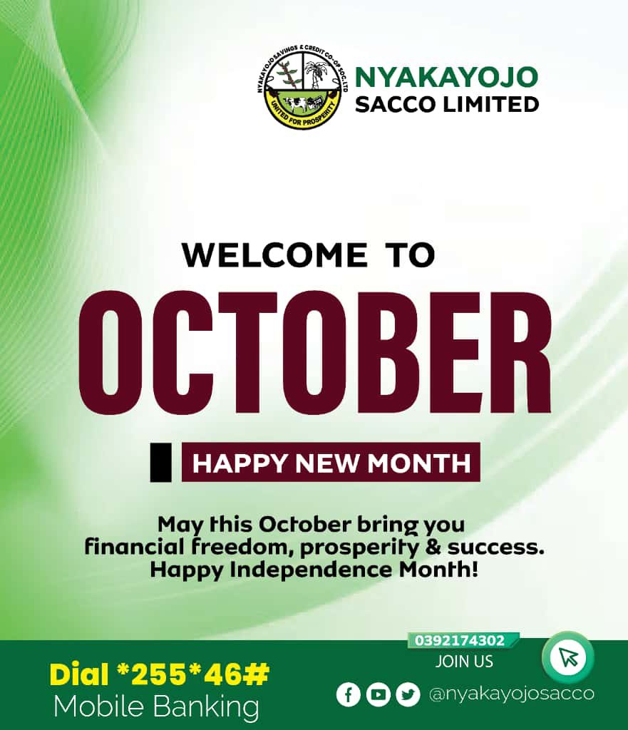Nyakayojosacco's tweet image. Happy October to you, Wishing you a beautiful month filled with joy, peace, love and breakthrough in your endeavors. #NyakayojoSACCO2025
#newmonthvibes